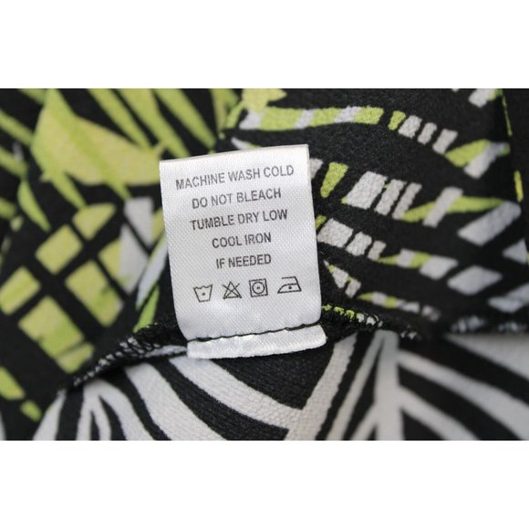 Tacera A-Line Button Down Dress Sleeveless Leaf Print Yellow Black - Picture 11 of 13